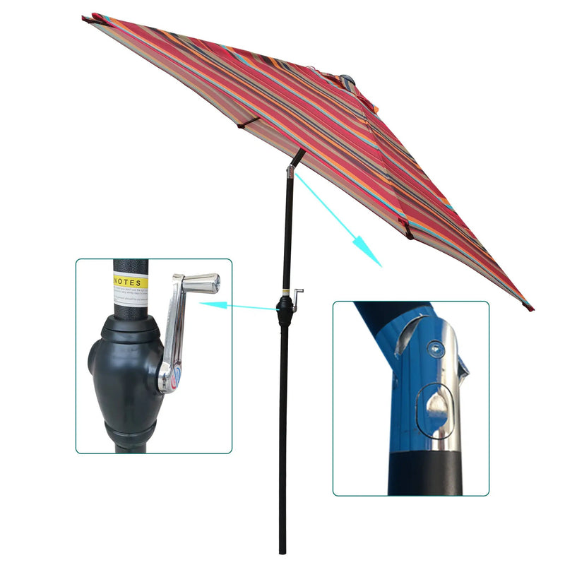 9FT Red Striped Patio Umbrella by HouseOfZazla