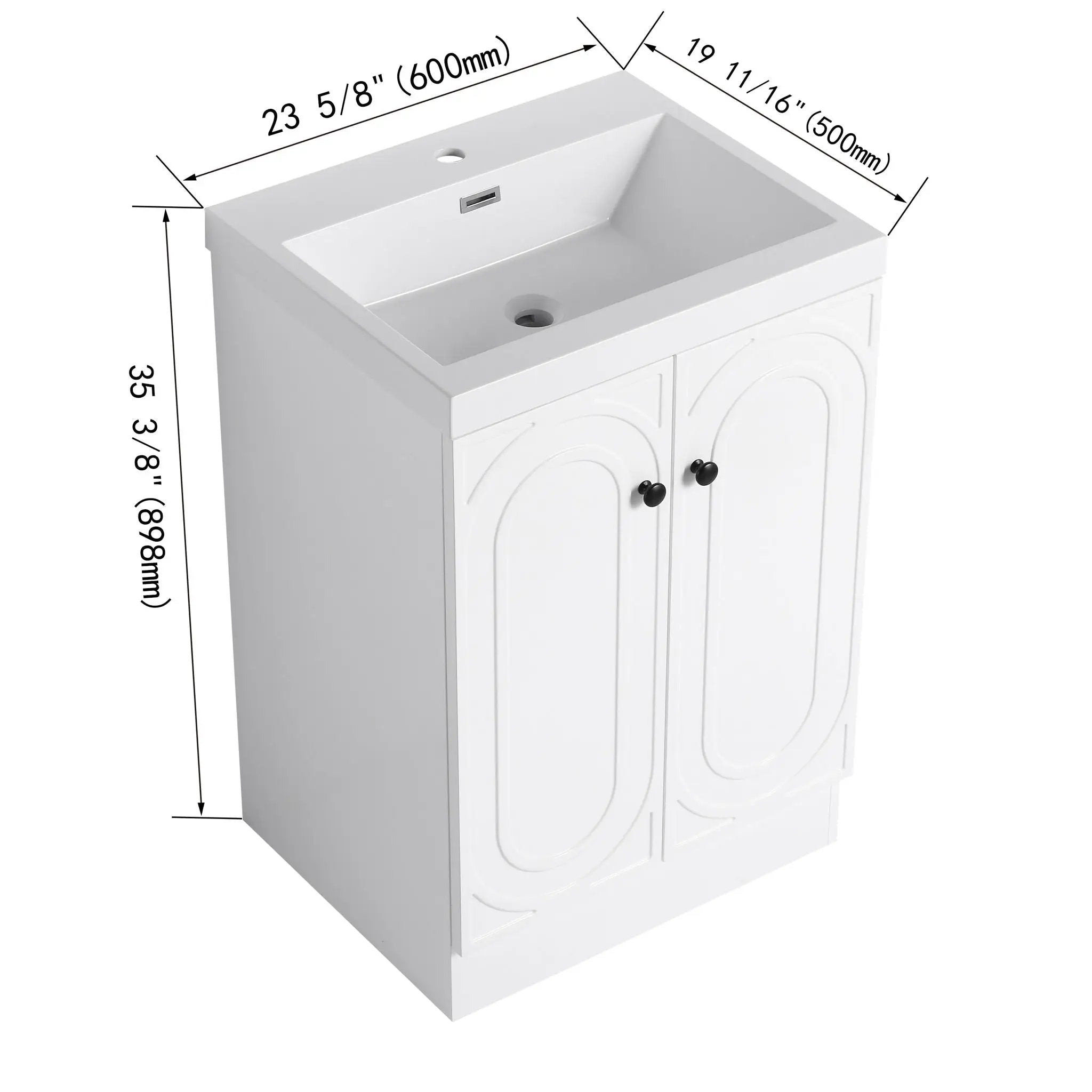 Contemporary Freestanding Bathroom Vanity With Resin Sink & Soft-Close Cabinet Doors by HouseOfZazla