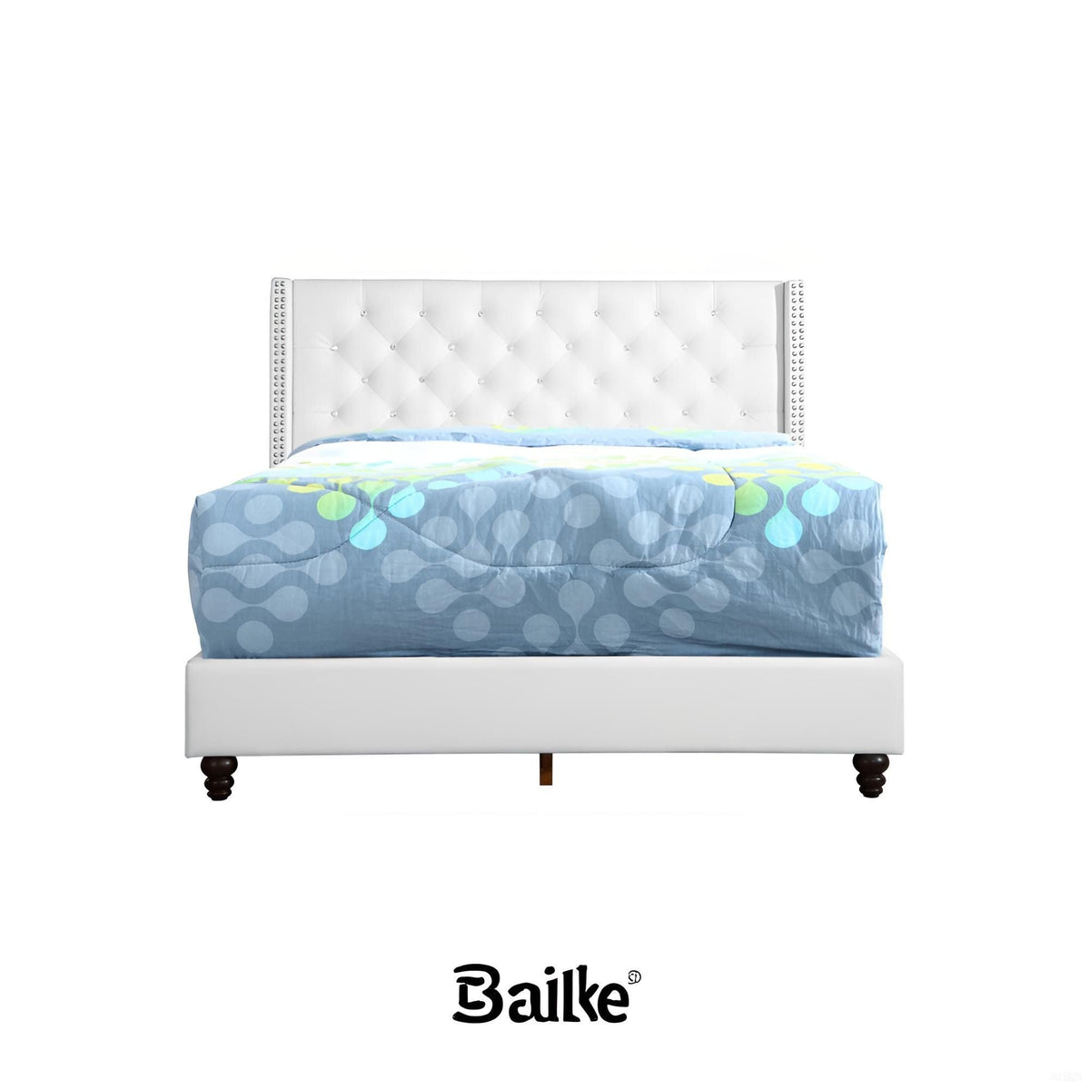 Upholstered Nailhead Trim Chic Bed with Tufted Headboard - Multiple Colors, photo 30 of 40