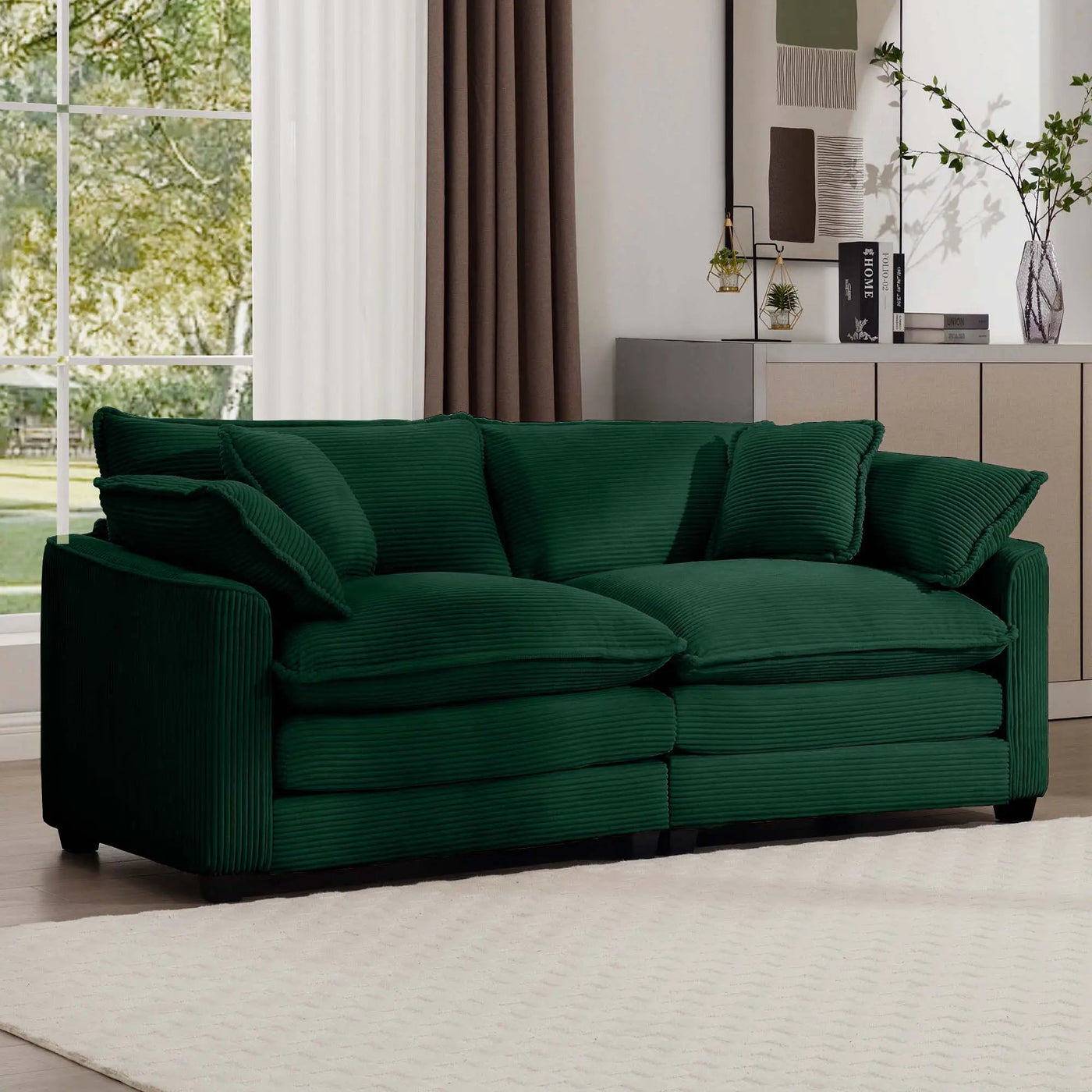 Modern 2 Seater With 4 Pillows, Upholstered Deep Seating Loveseat by HouseOfZazla