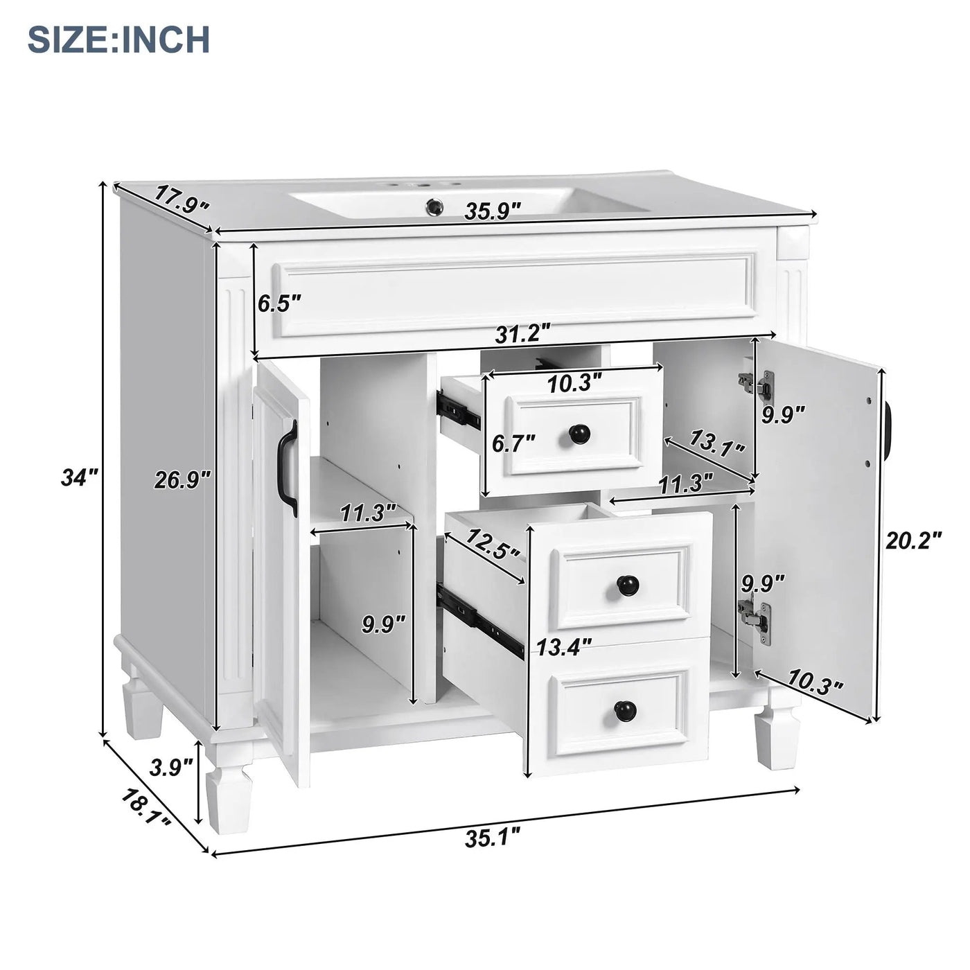 Bathroom Vanity With Top Sink and Soft-Closing Storage by HouseOfZazla