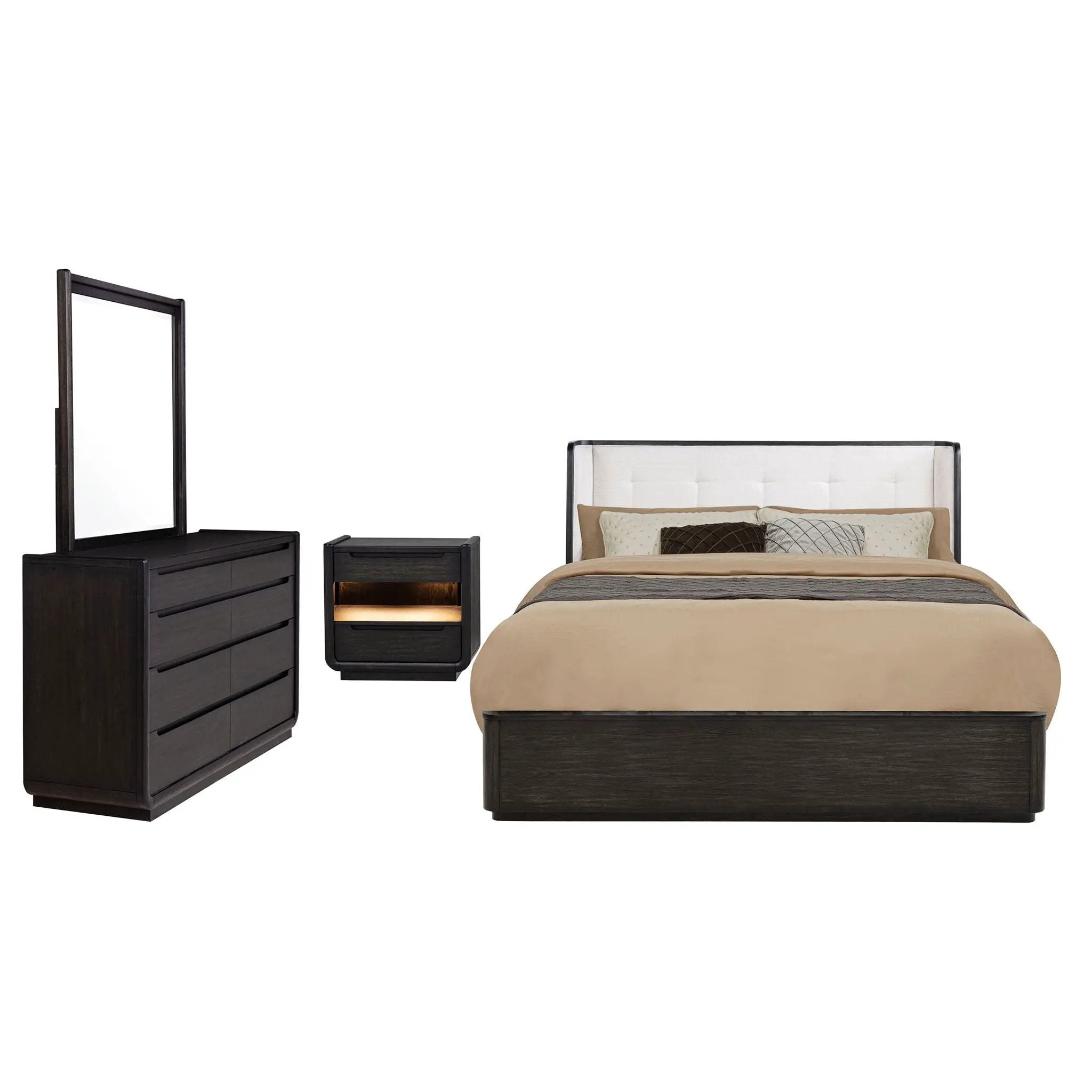 Leandro 4-piece Eastern King Bedroom Set Burnished Black by Unique Piece Furniture