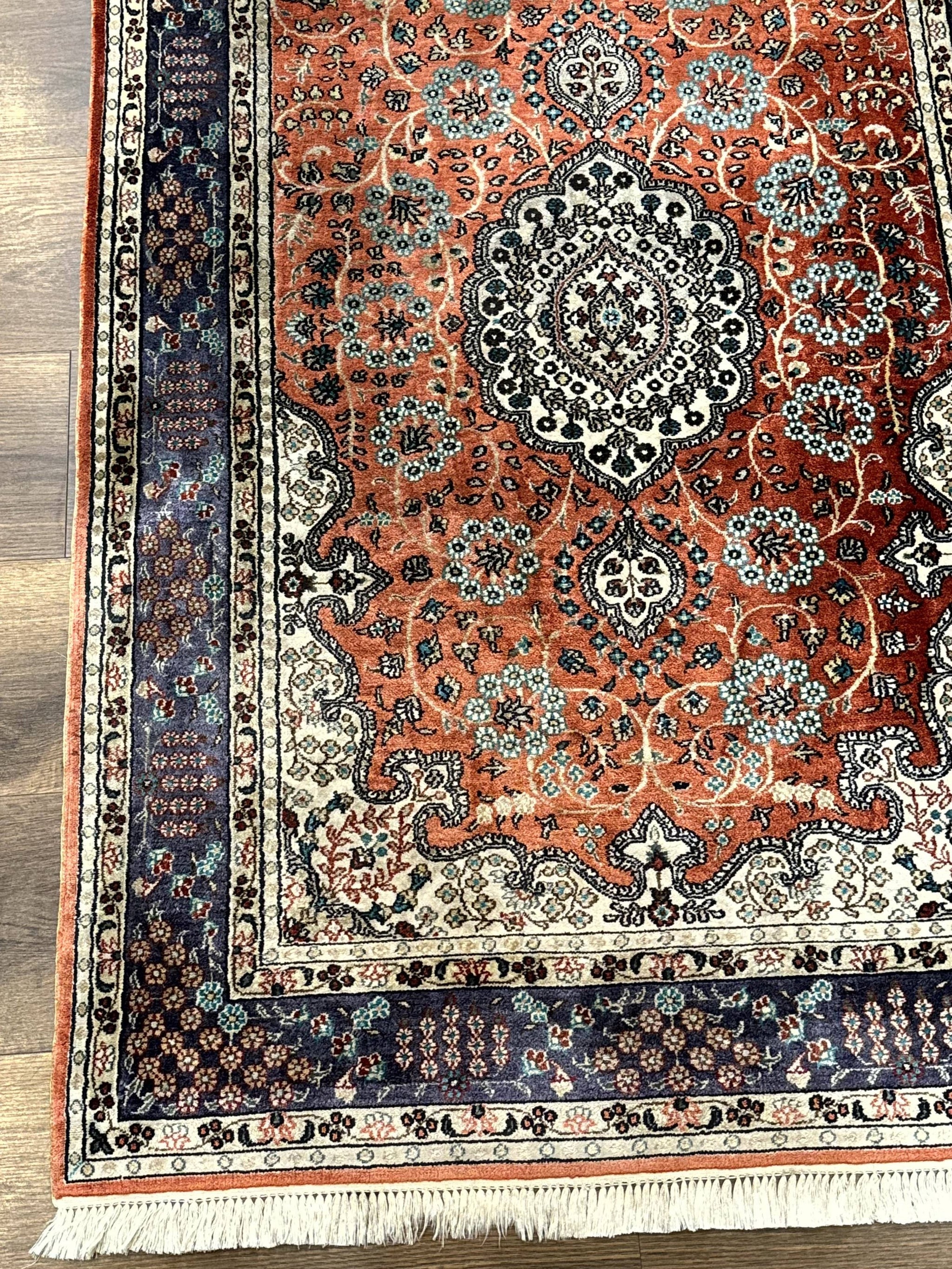 Turkish Silk Runner Rug 3x8, Short Runner Rug, Red, Floral Medallions, Very Fine 360 KPSI, 3 x 8 Runner by Jewel Rugs