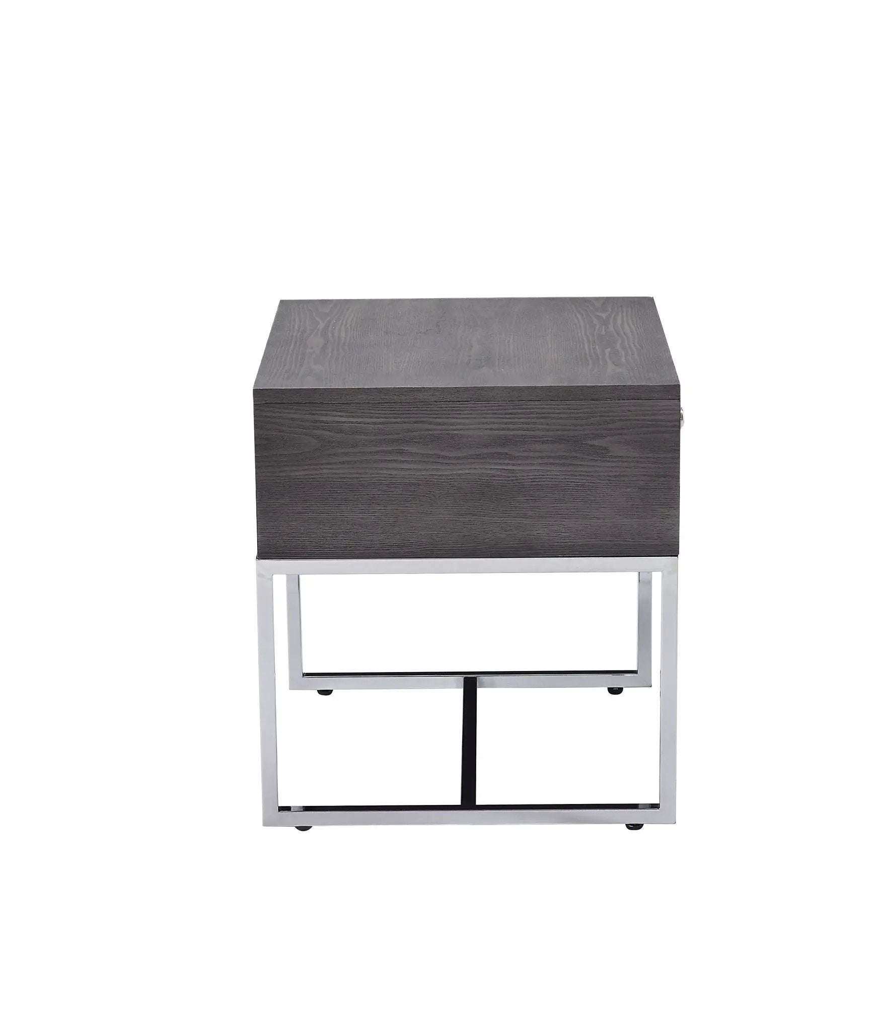 Iban End Table - Gray Oak / Chrome by HouseOfZazla