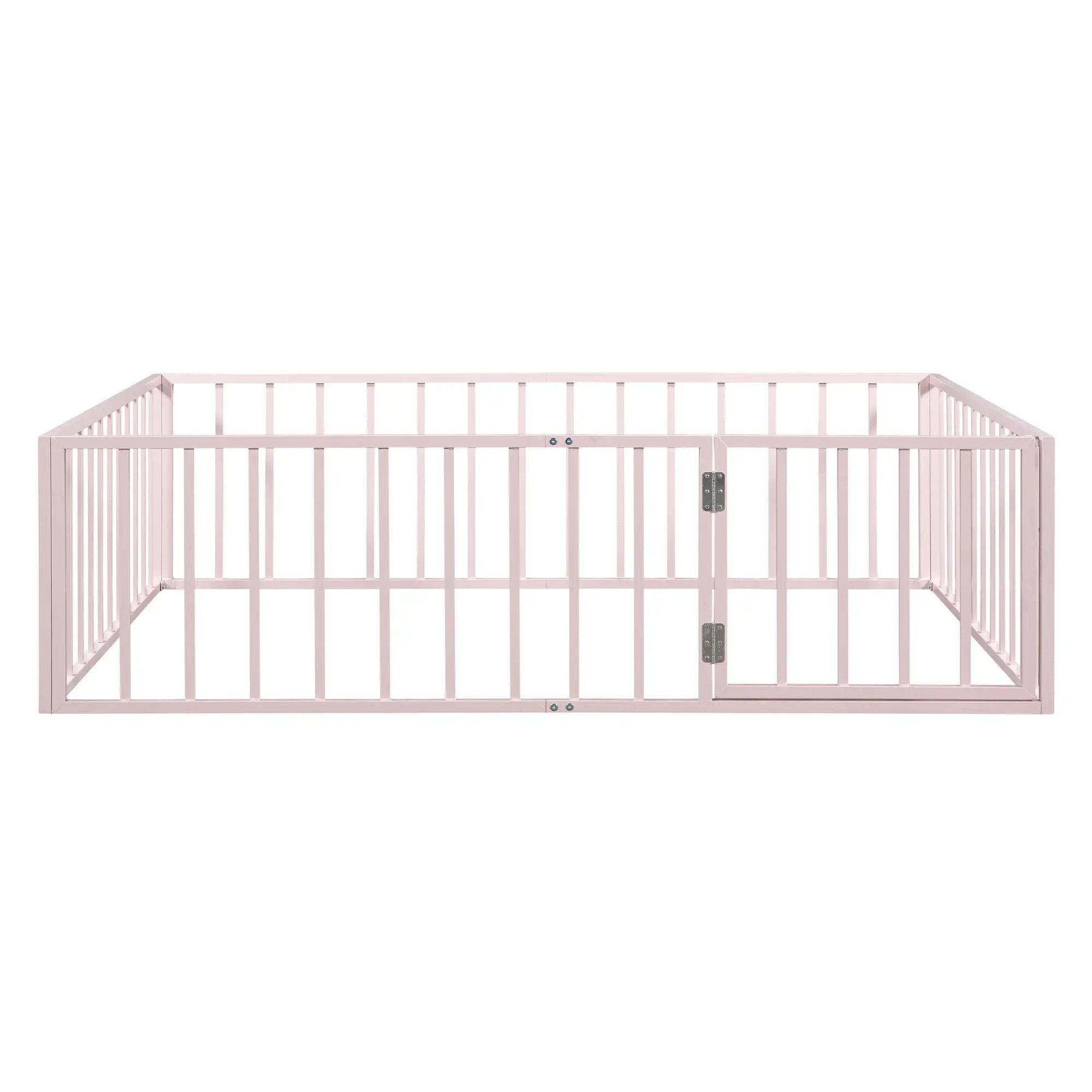 Metal Floor Bed Frame With Fence And Door by HouseOfZazla