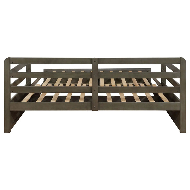 Twin Long 2 Drawer Daybed With Extendable Trundle, Storage Drawers, Fits Standard Mattress - Gray by HouseOfZazla