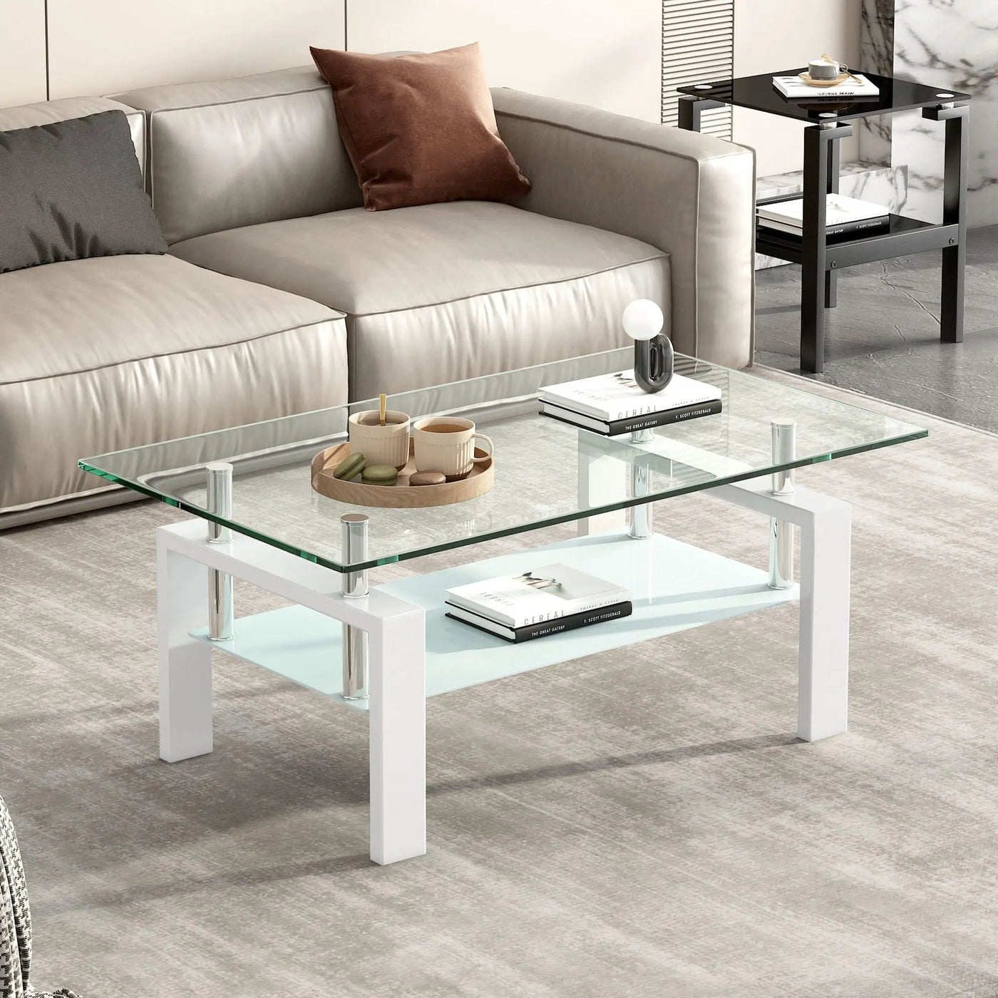 Tempered Glass Table With Storage by HouseOfZazla