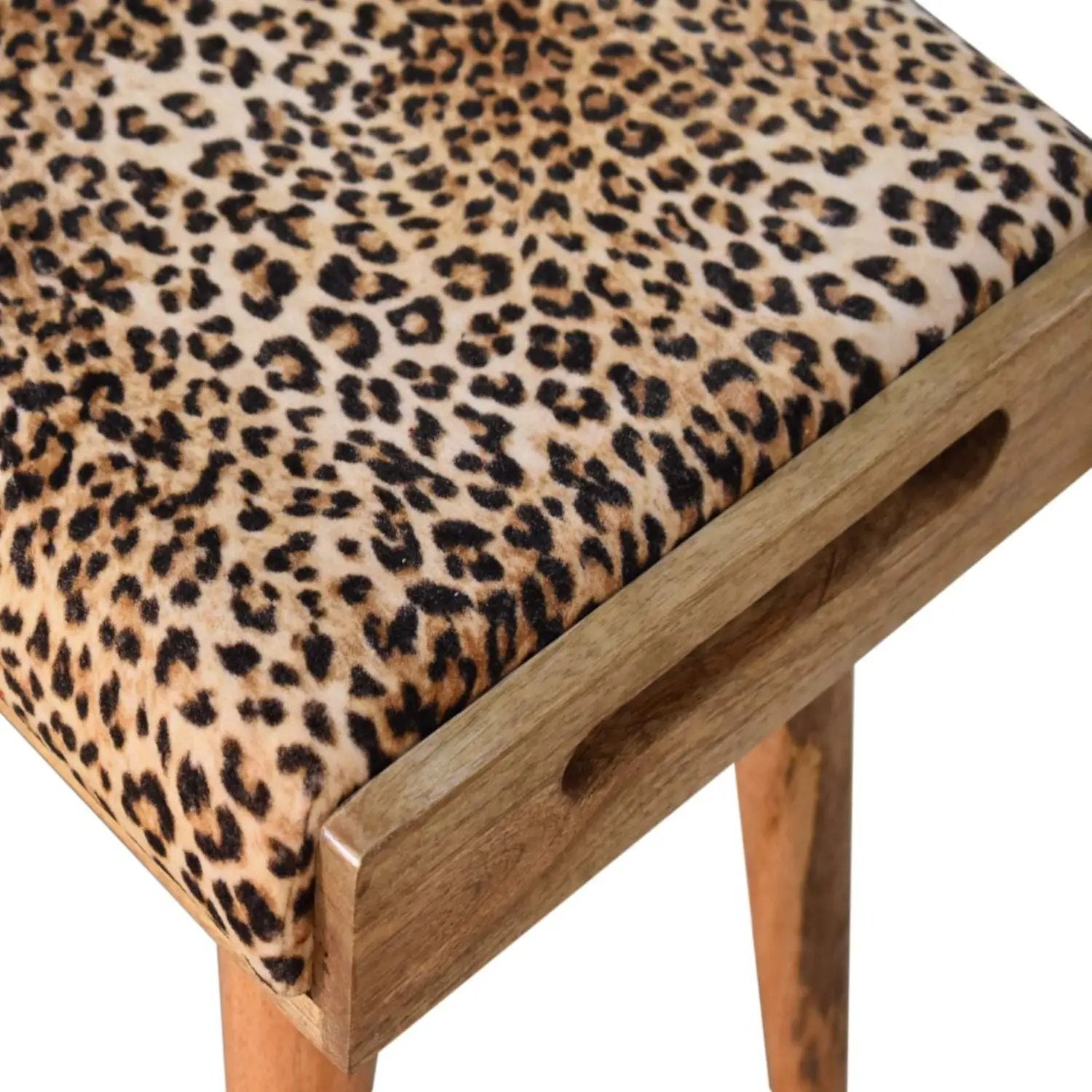 Leopard Tray Style Footstool - Brown Oak by HouseOfZazla