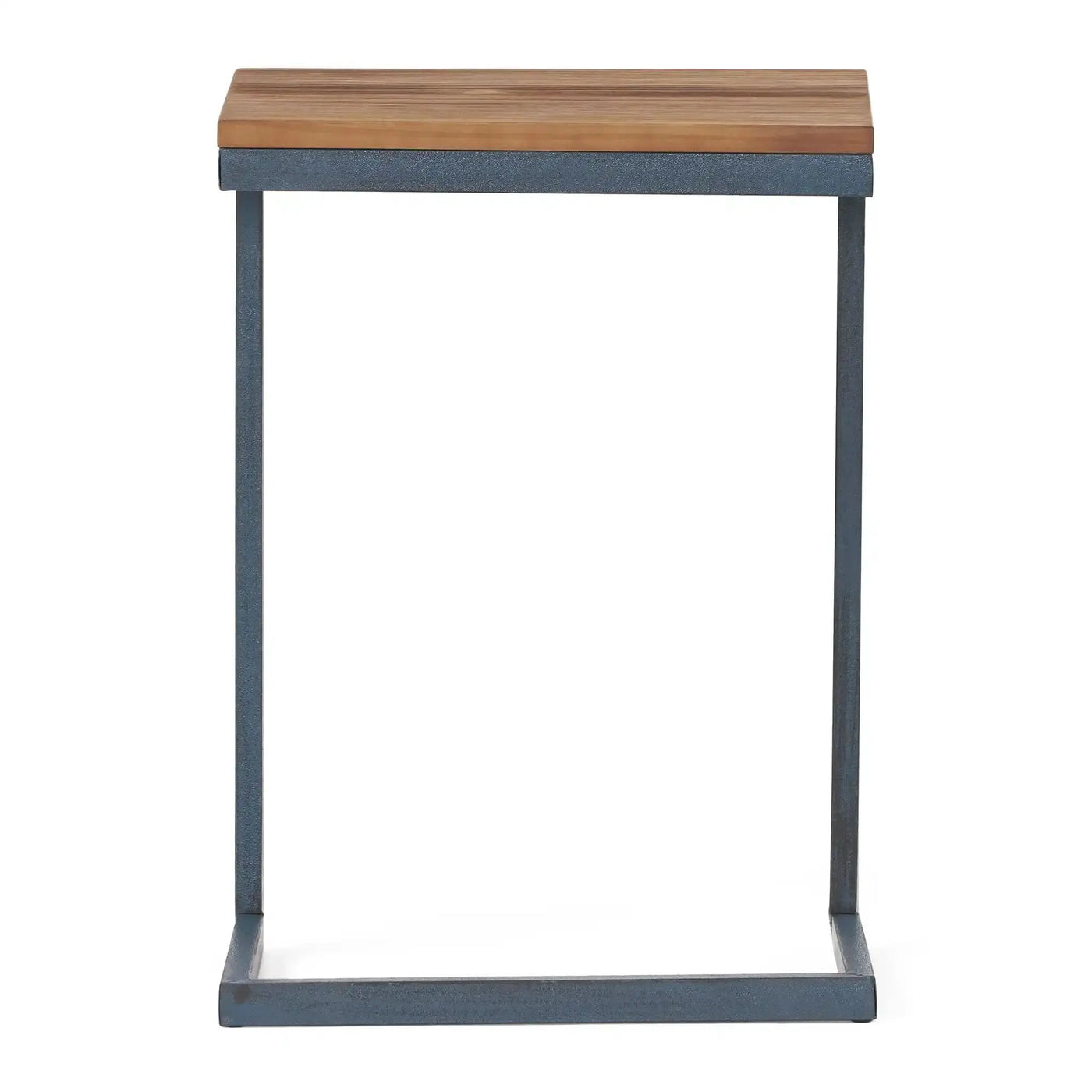 C Shaped End Table With Iron Base And Fir Wood Top by HouseOfZazla