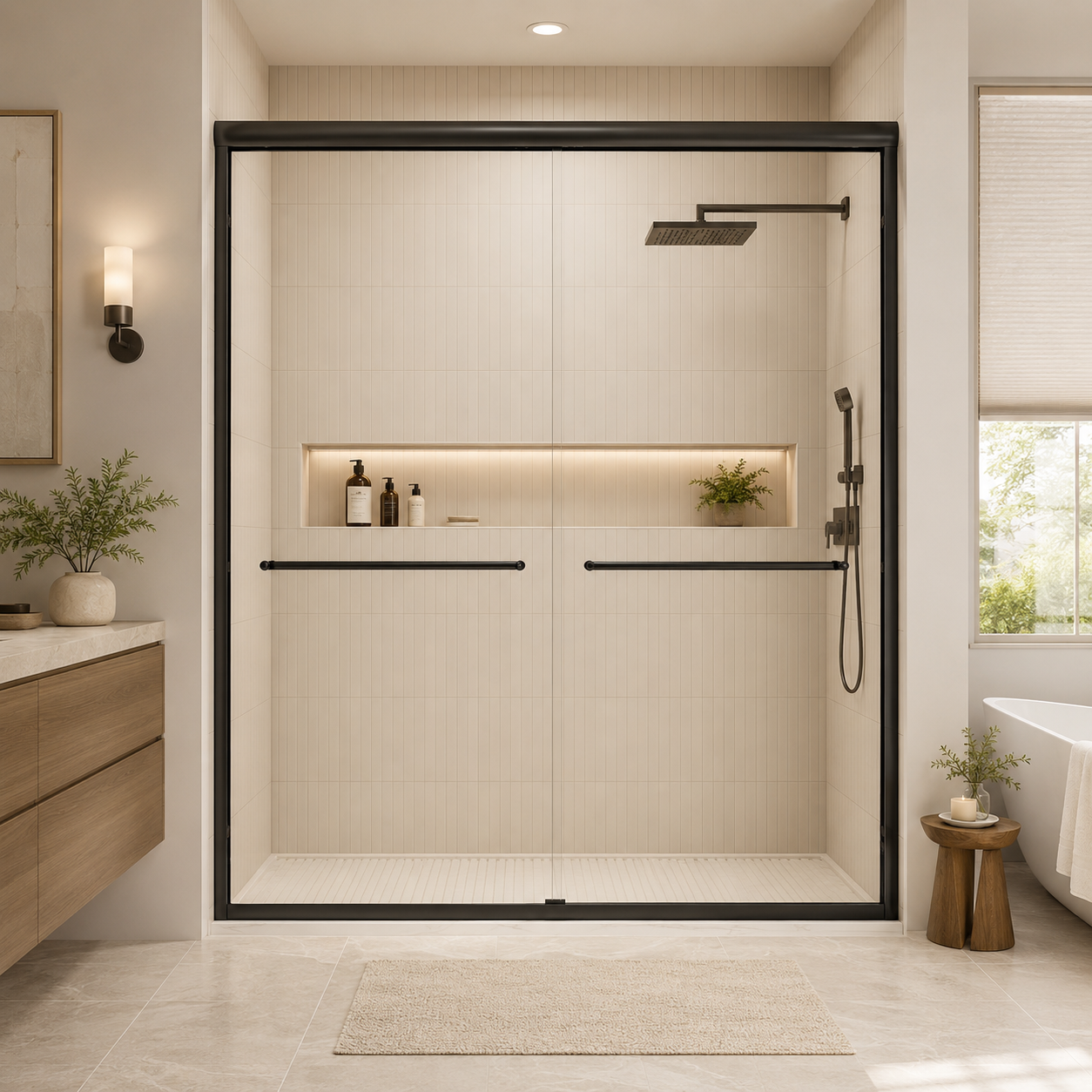 56-60" W x 72" H Framed Double Sliding Shower Door by HouseOfZazla