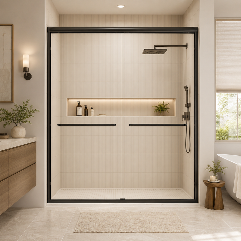 56-60" W x 72" H Framed Double Sliding Shower Door by HouseOfZazla