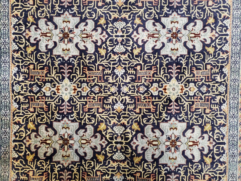 Navy Blue Persian Kashan Rug, Hand-Knotted, Wool, 4' 8" x 7' 4", Pair B by Jewel Rugs