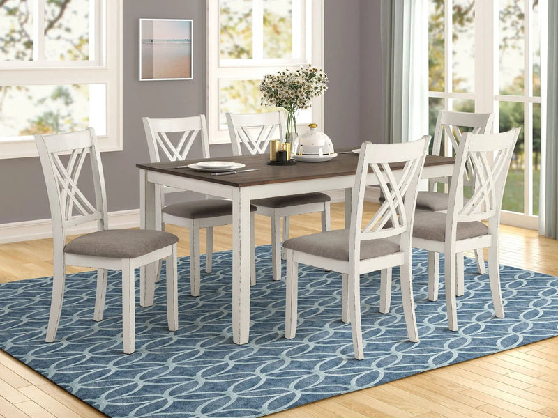 Fortress 7-piece Rectangular Dining Set Vintage Vanilla by Unique Piece Furniture