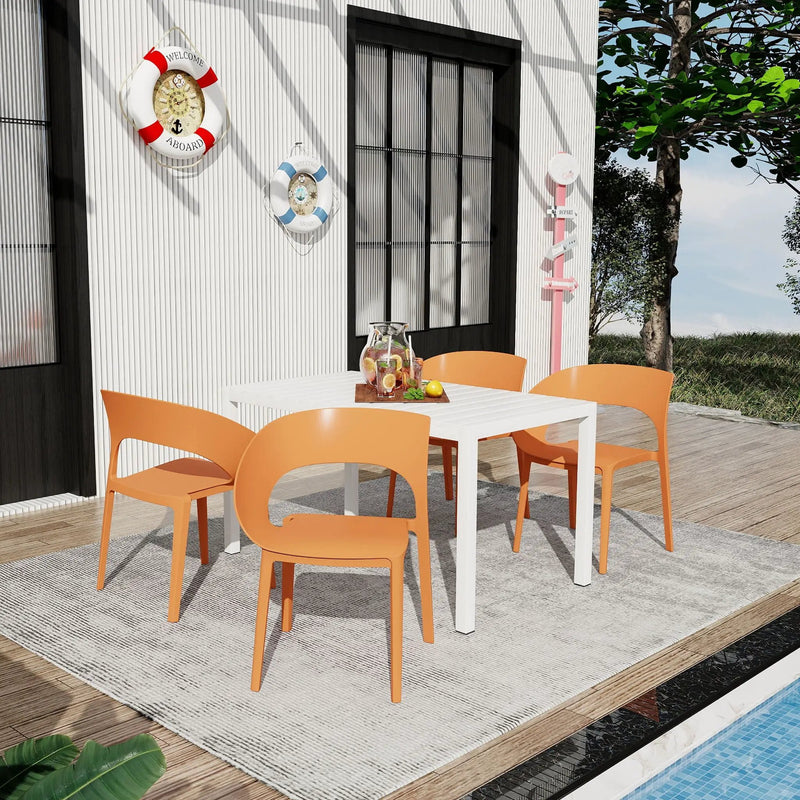 4 Piece Set Of Modern Designed Single Chairs With Long Table by Unique Piece Furniture