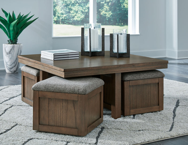 Boardernest - Cocktail Table With 4 Stools (Set of 5) - Brown by Unique Piece Furniture