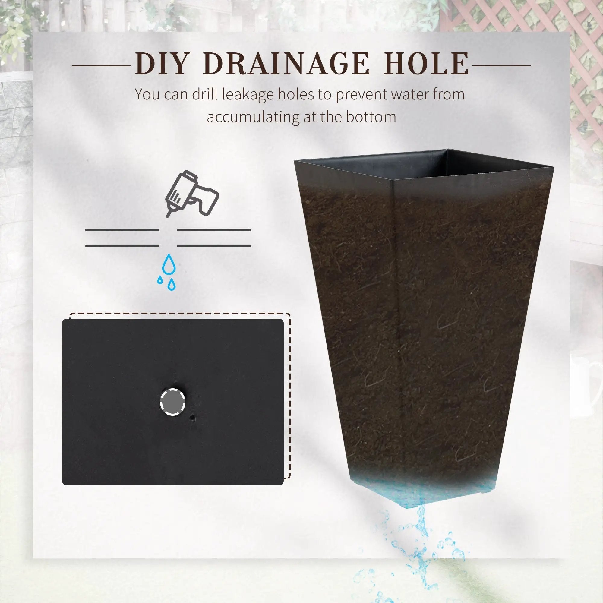 Outsunny Set of 3 Tall Planters with Drainage Hole by HouseOfZazla