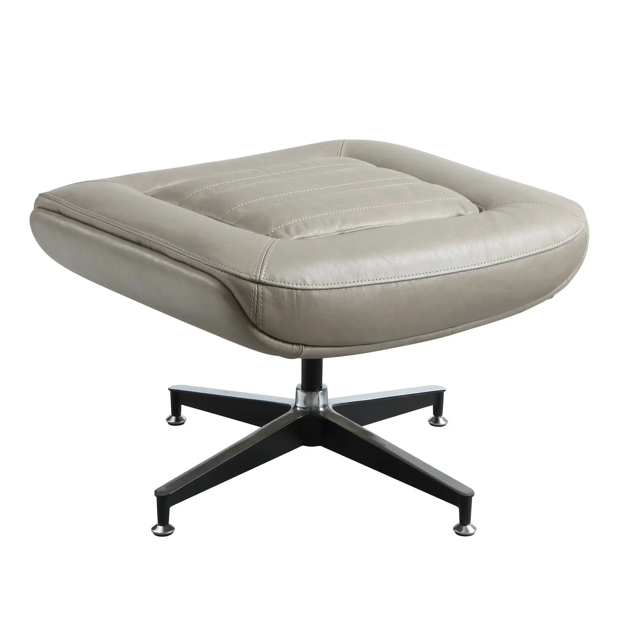 Piran - Twilight Top Grain Leather Accent Chair And Ottoman With Swivel - Gray by Unique Piece Furniture