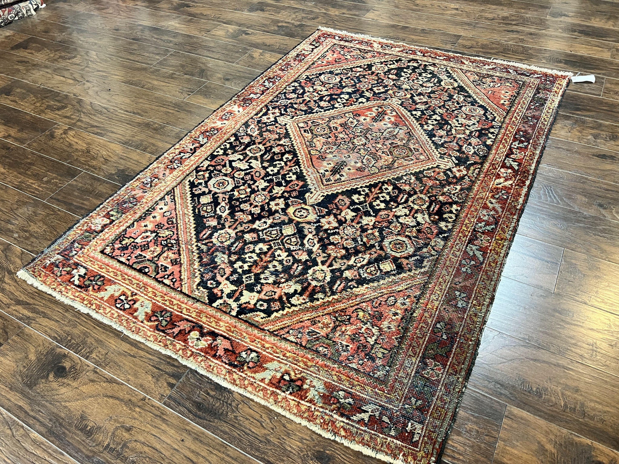 Antique Persian Mahal Rug 4x7, Wool Hand Knotted Tribal Geometric Carpet by Jewel Rugs