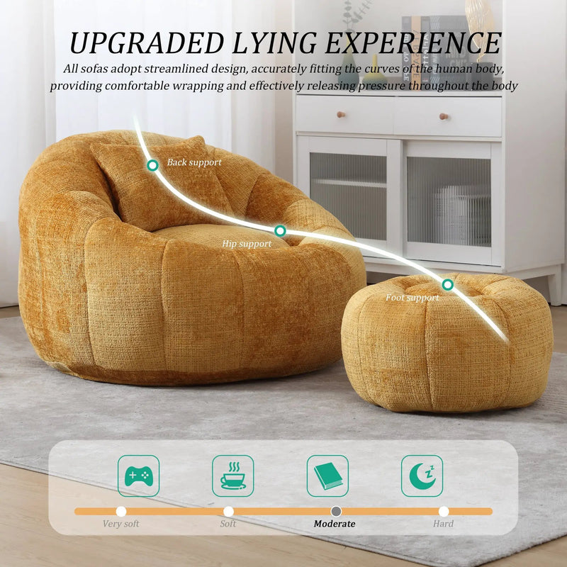 UNITED WE WIN Modern Bean Bag Chairs with Ottoman by HouseOfZazla