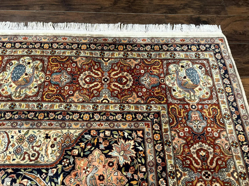 Wonderful Pak Persian Rug 9x12, Very Fine 260 KPSI, Floral Peacocks, Handmade Vintage Wool Rug by Jewel Rugs