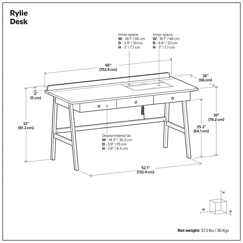 Rylie - Desk - Natural Aged Brown by Unique Piece Furniture