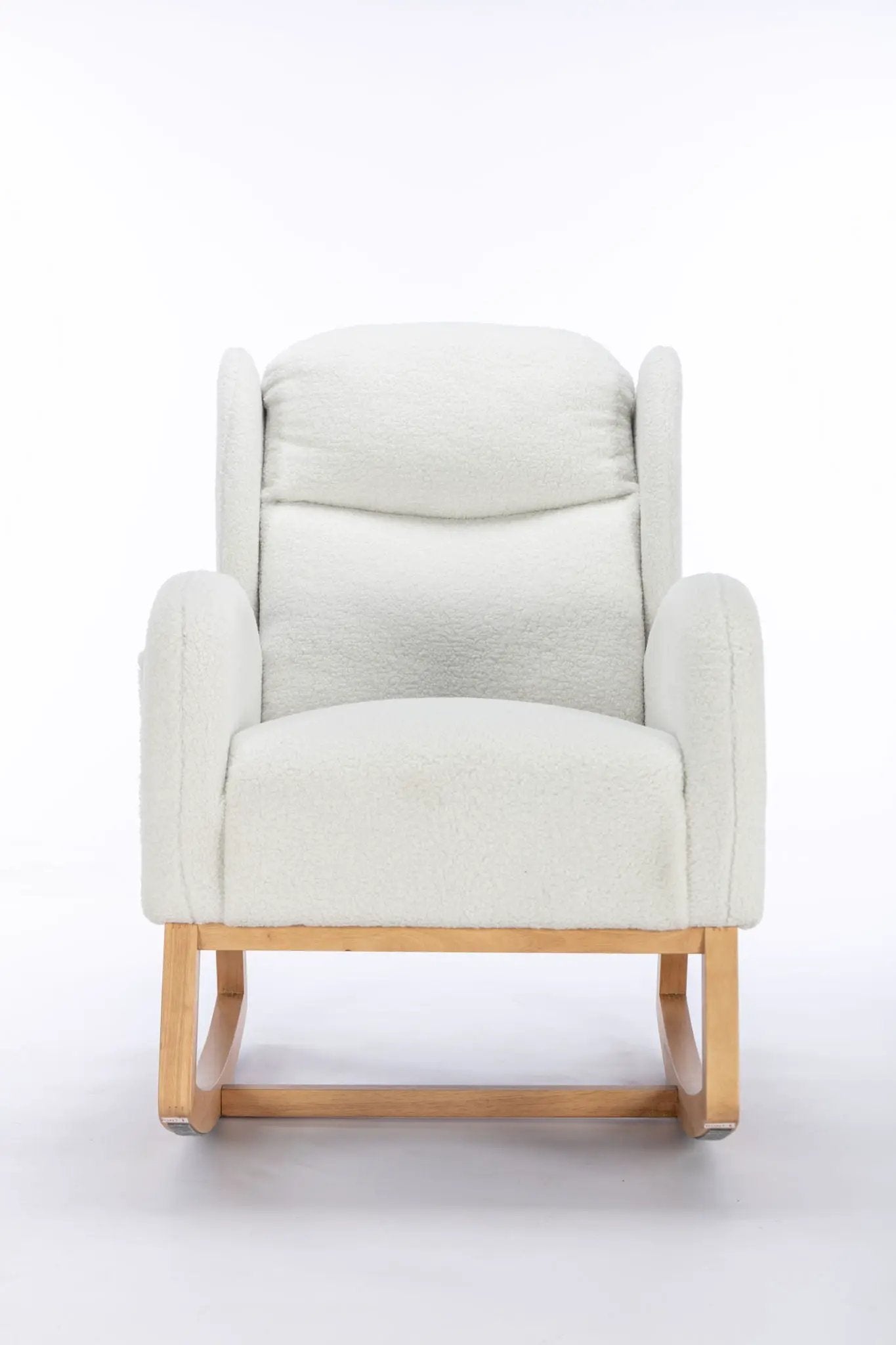 Teddy Fabric Rocking Chair With Packet Wood Legs - Ivory by HouseOfZazla