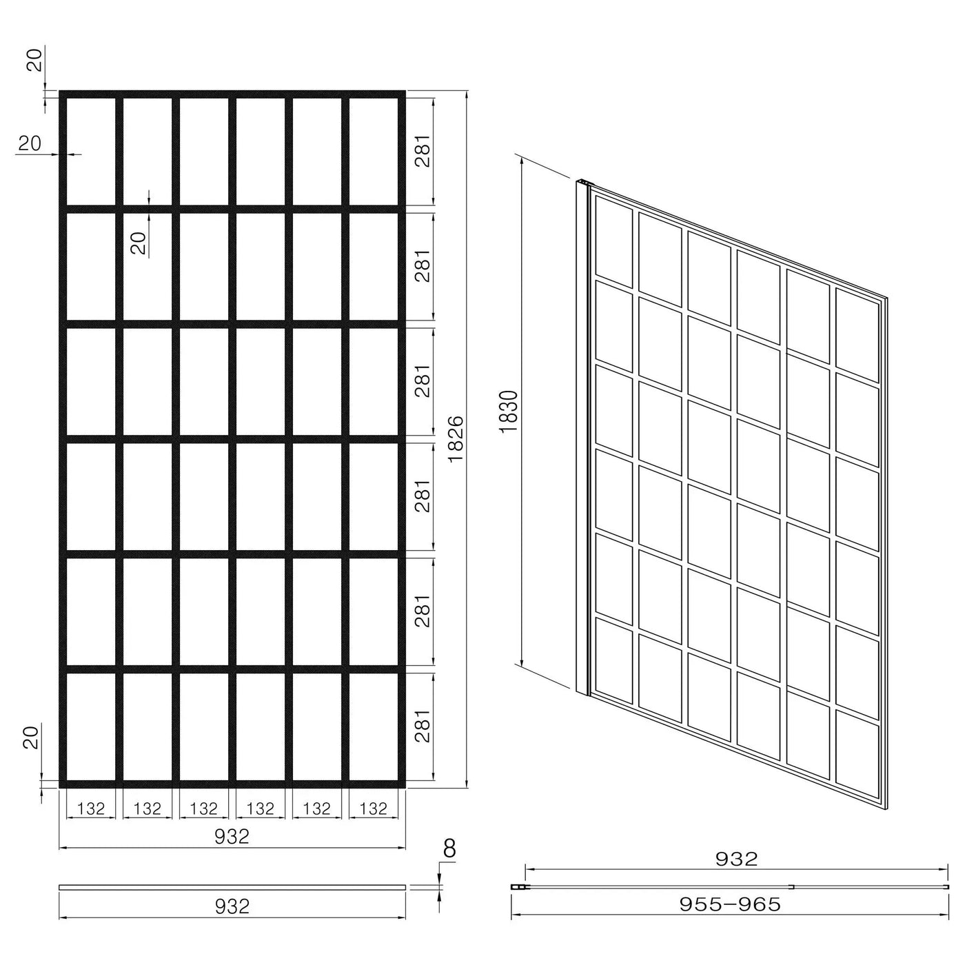 Frameless Fixed Shower Door, Open Entry Design by HouseOfZazla