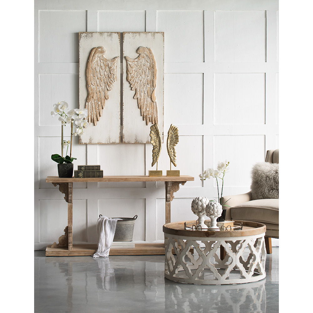 Feather Wing Wall Panels with Distressed Finish - Multicolor (Set of 2) Wall Art, photo 8 of 11