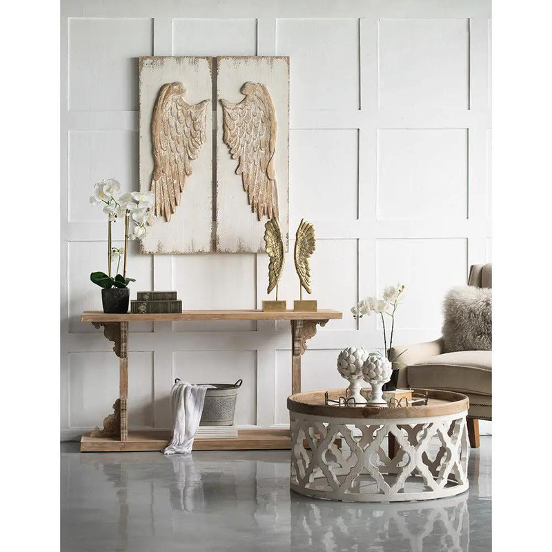 Feather Wing Wall Panels With Distressed, Rectangle Hanging Wall Art (Set of 2) - Multicolor by HouseOfZazla