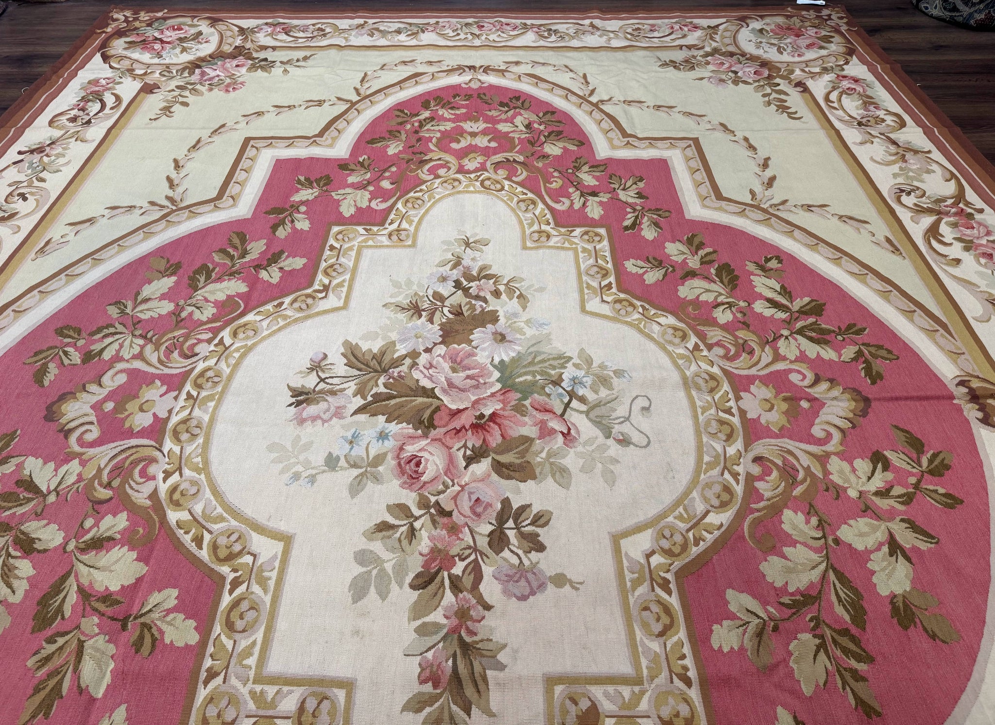 Large Aubusson Rug 10x14, European Elegant French Design, Floral Carpet by Jewel Rugs