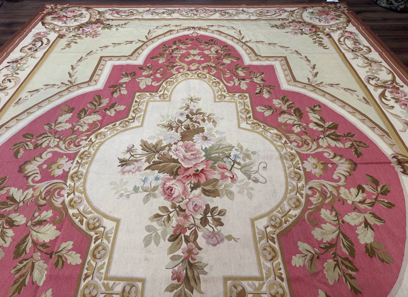 Large Aubusson Rug 10x14, European Elegant French Design, Floral Carpet by Jewel Rugs