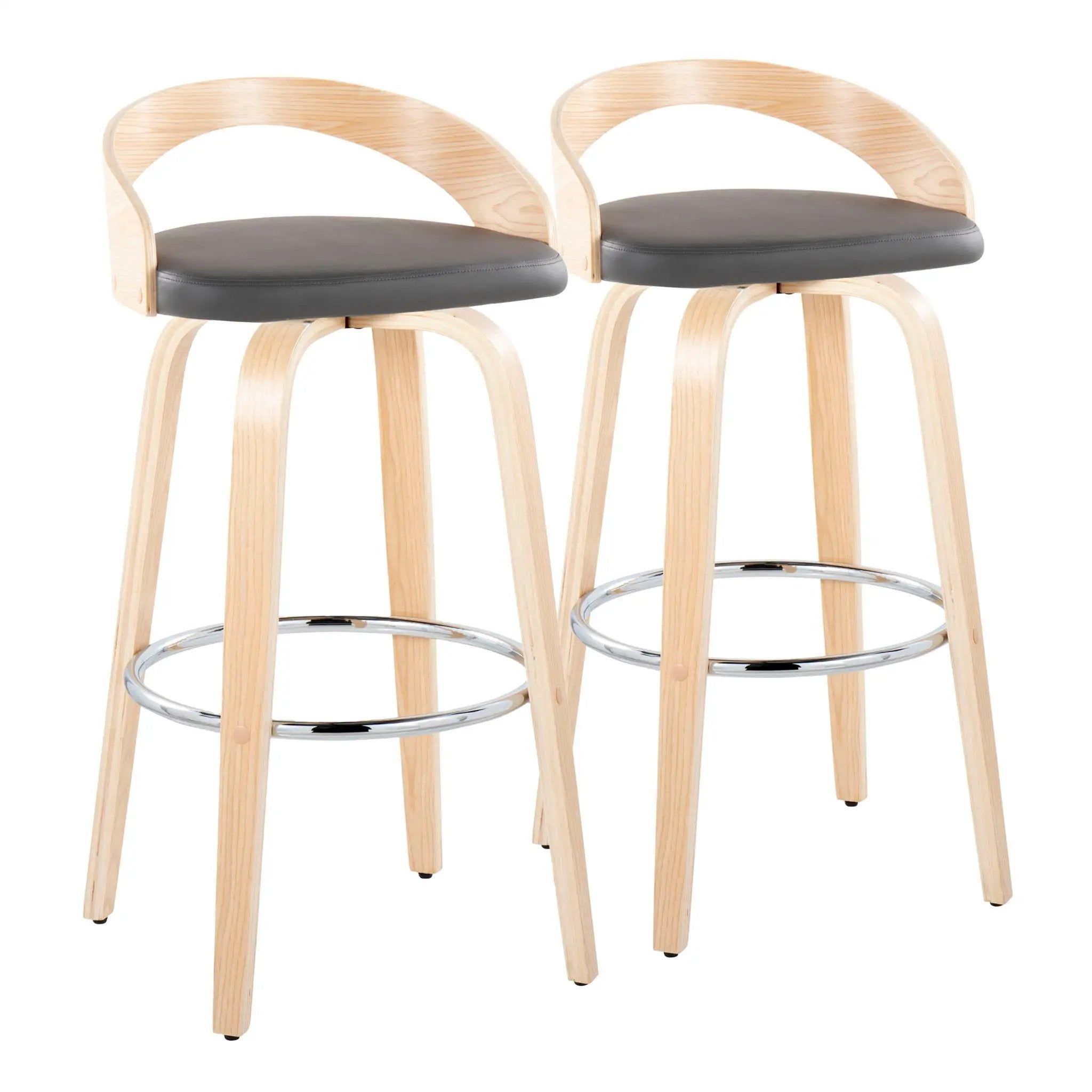 Grotto - Contemporary Fixed-Height Barstool With Swivel With Round Footrest (Set of 2) by Unique Piece Furniture