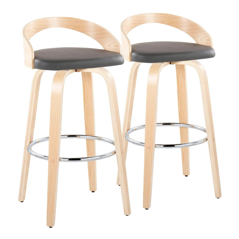 Grotto - Contemporary Fixed-Height Barstool With Swivel With Round Footrest (Set of 2) by HouseOfZazla