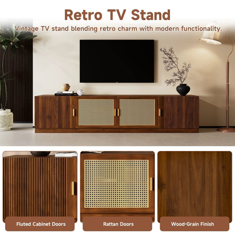 TV Stand, Media Console With Adjustable Shelves - Walnut by HouseOfZazla