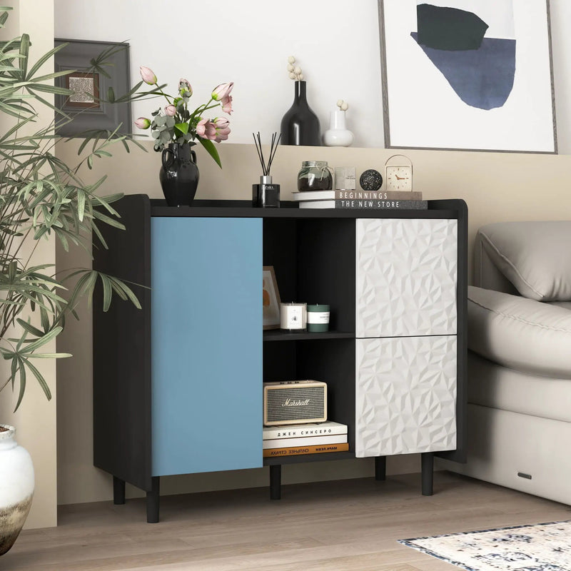 Modern Sideboard Buffet Cabinet With Doors And Unique Panel Styling by HouseOfZazla