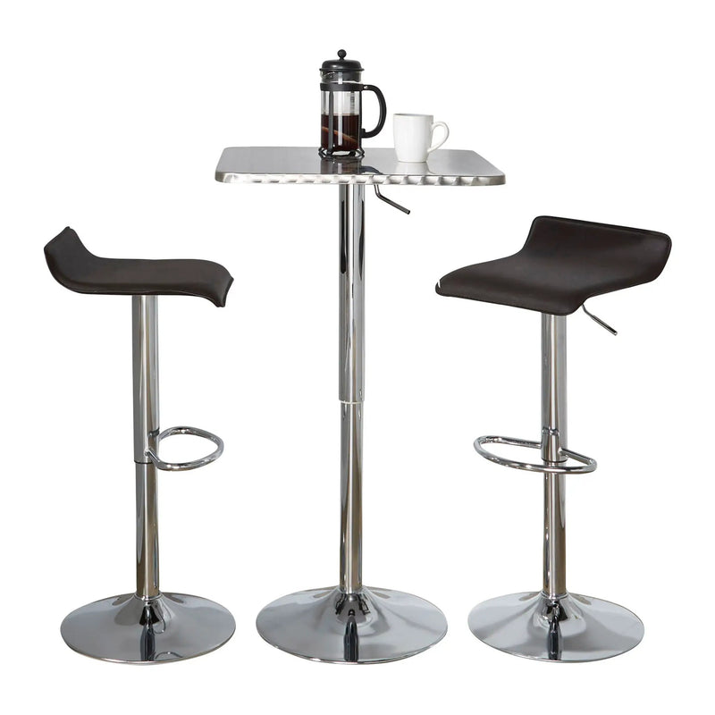 Ale - 3 Piece Bar Set Bistro Square Contemporary Adjustable Oval Footrest by HouseOfZazla