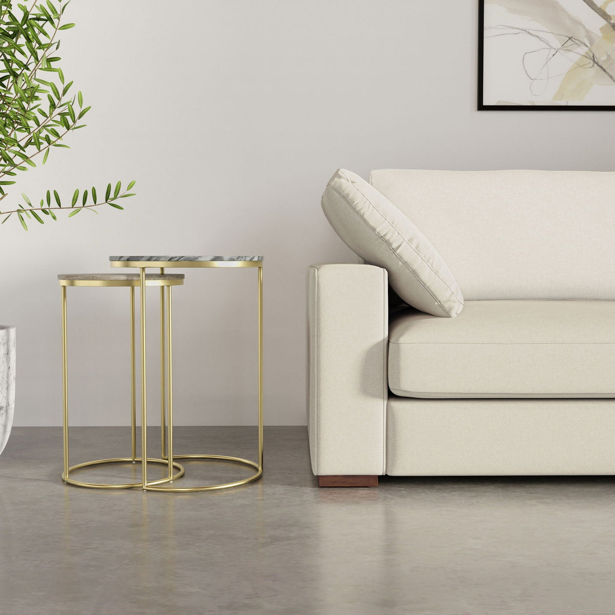 Gold Nesting Tables with Marble Tops – 2 Piece Set, photo 7 of 8