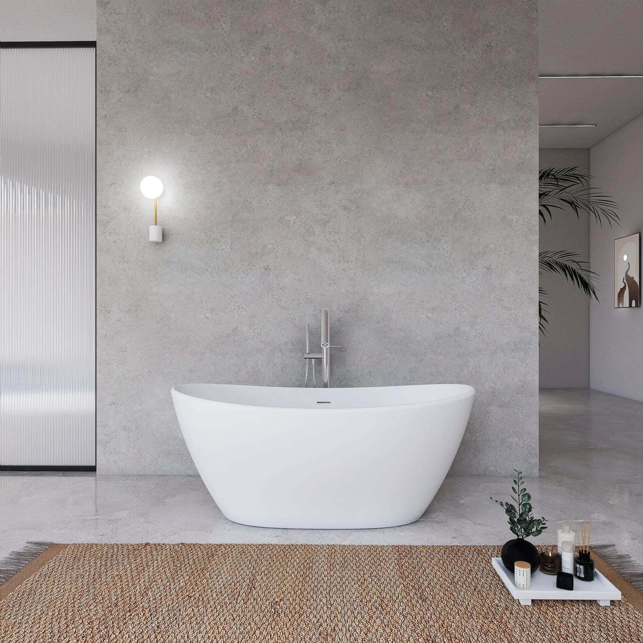 61 Inch Freestanding Solid Surface Soaking Bathtub by HouseOfZazla