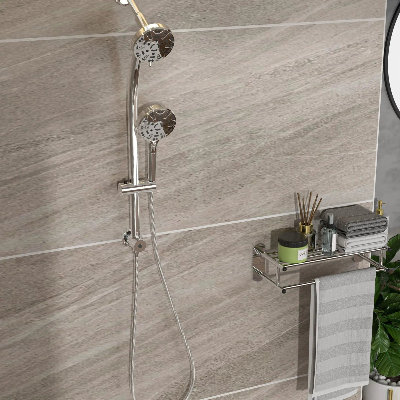 Multi Function Dual Shower Head System With 4.7" Rain Showerhead, 8 Function Hand Shower, Adjustable Slide Bar by HouseOfZazla