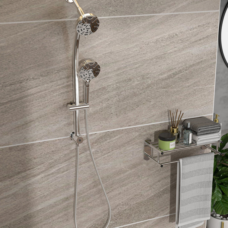 Multi Function Dual Shower Head System With 4.7" Rain Showerhead, 8 Function Hand Shower, Adjustable Slide Bar by HouseOfZazla