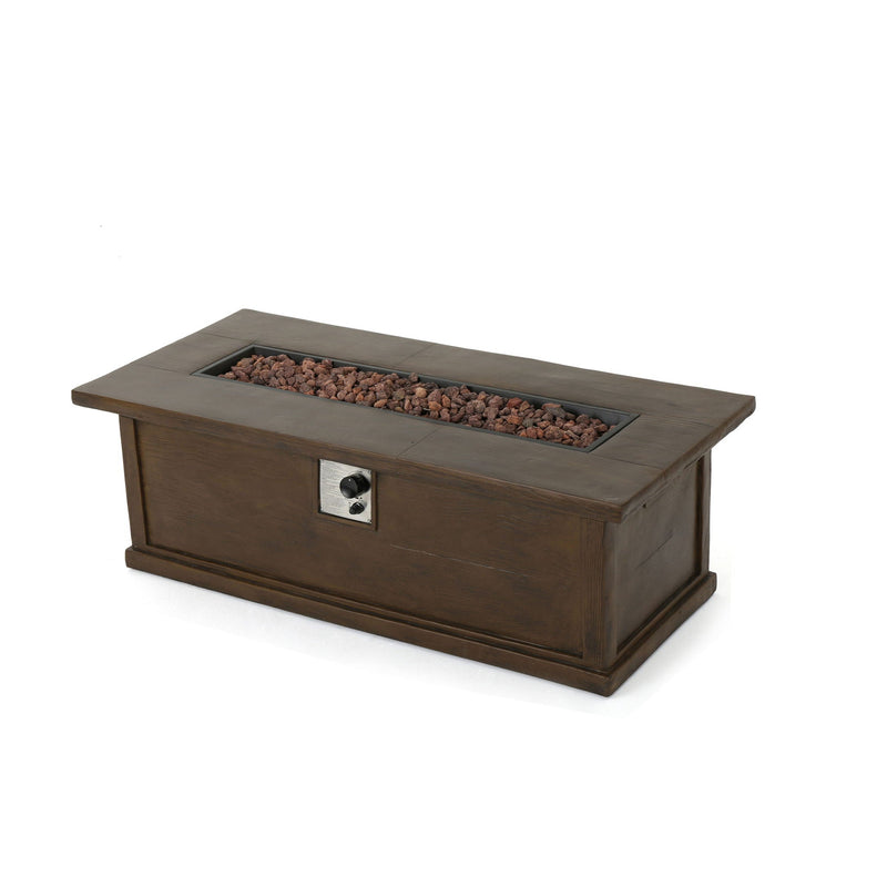Transitional Rectangular Outdoor Propane Fire Pit With 50,000 BTU by HouseOfZazla