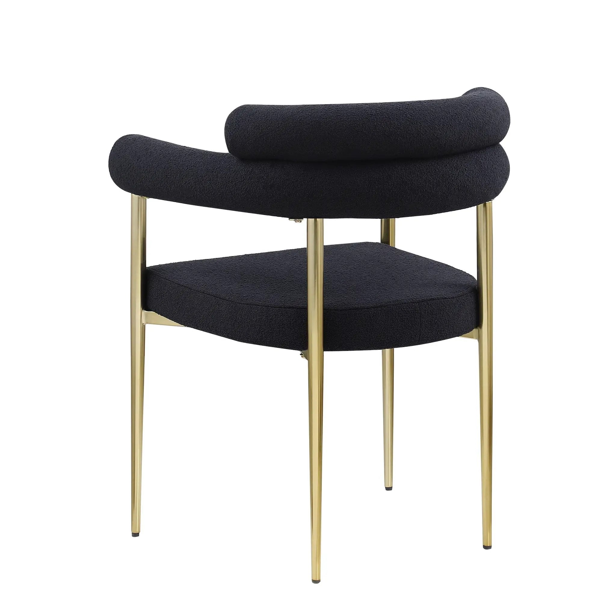 Dining Chairs (Set of 2), Mid-Century Modern Dining Chairs, Kitchen Dining Room Chairs, Round Boucle Backrest Sherpa Dining Chair With Brushed Metal Legs by Unique Piece Furniture