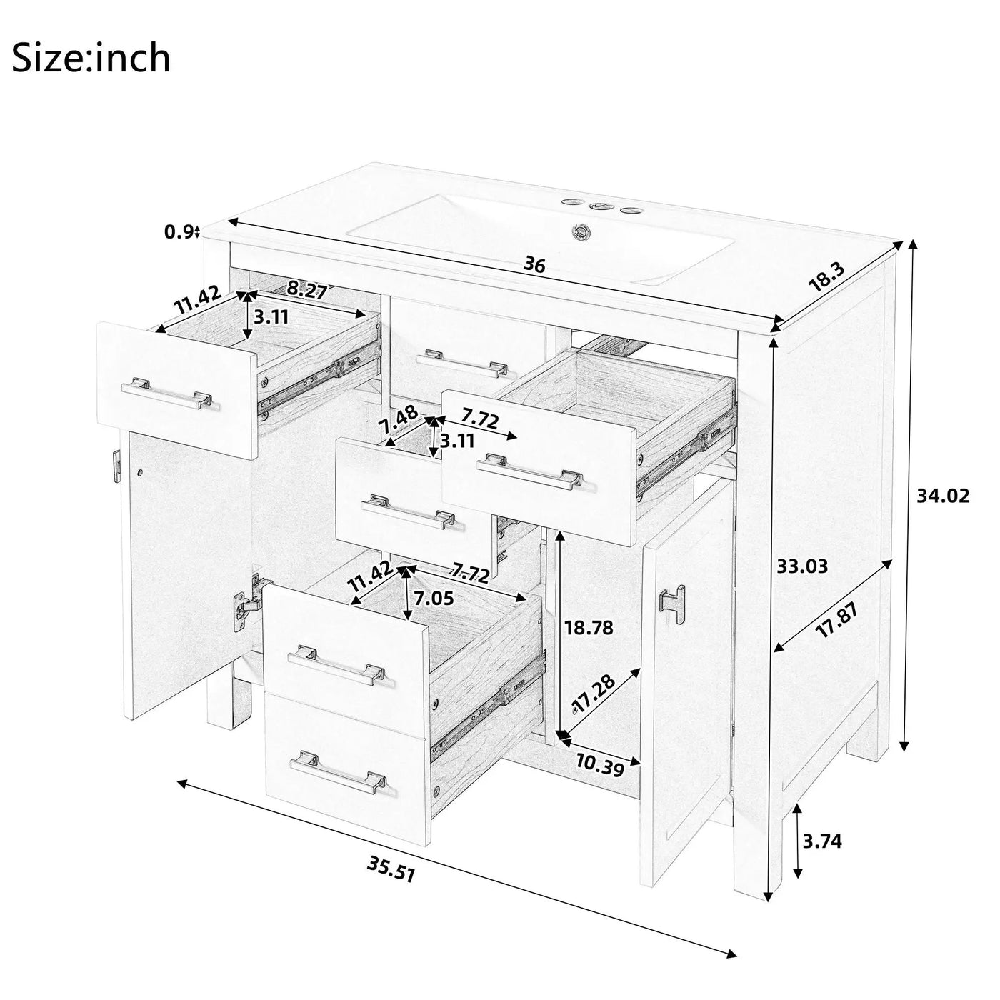 Bathroom Vanity With Sink Combo Set, Modern Bathroom Cabinet With 4 Drawers by Unique Piece Furniture