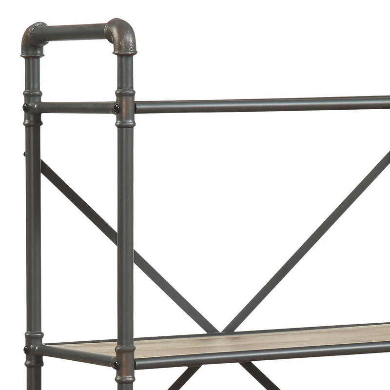 Light Brown Bookshelf with Durable Metal Frame - 26"W x 14"D x 49"H, photo 14 of 19