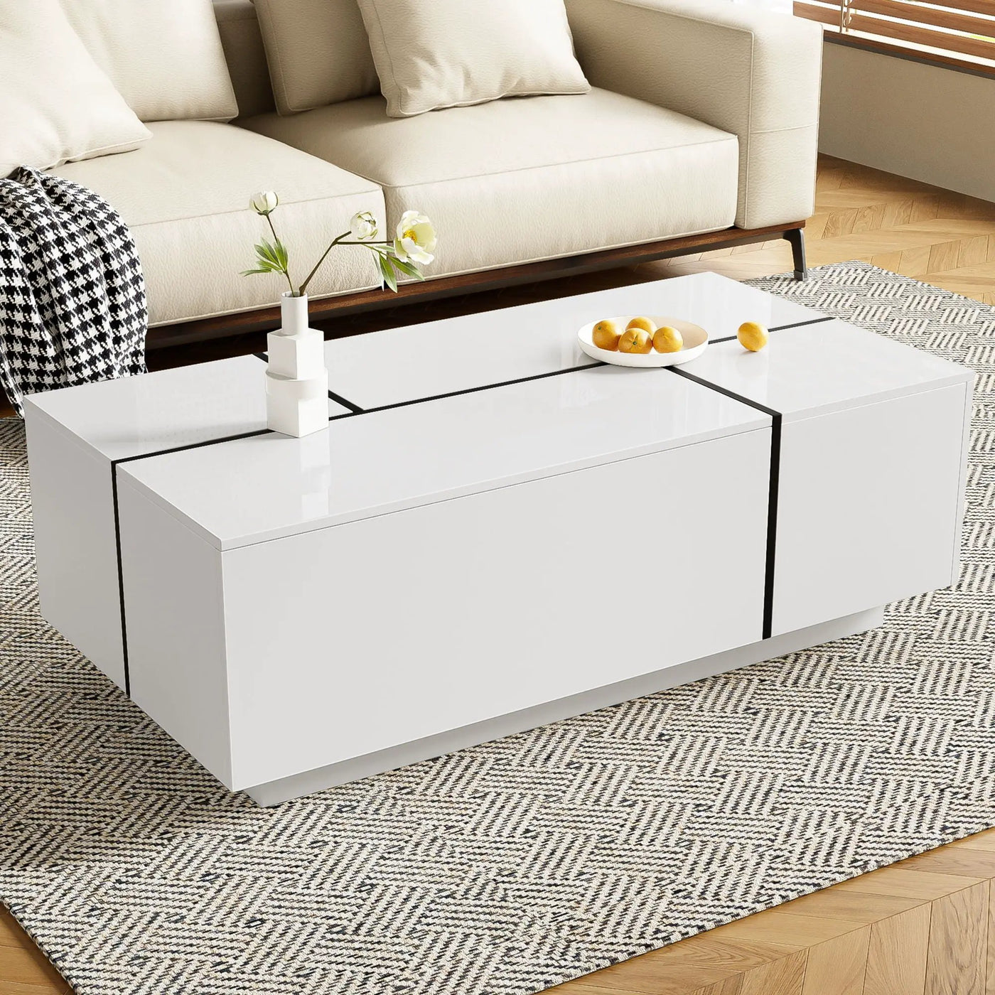 Extendable Coffee Table With 2 Hidden Storage Space And 2 Drawers For Living Room by HouseOfZazla