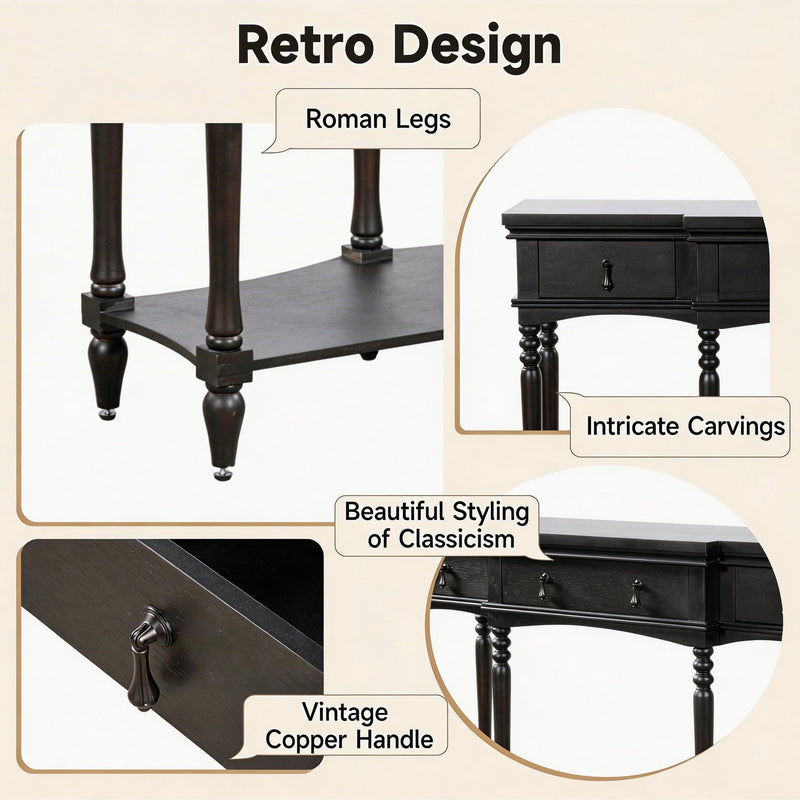 Retro Console Table With 3 Soft Close Drawers by HouseOfZazla