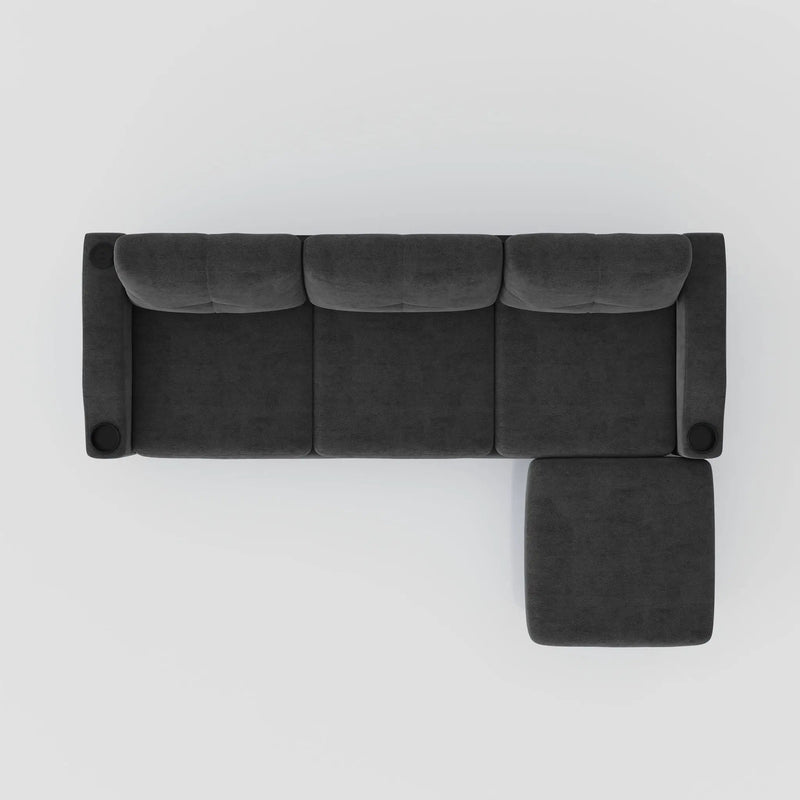 3 Seater Convertible Combination L Shaped Sofa With Footstools With Storage