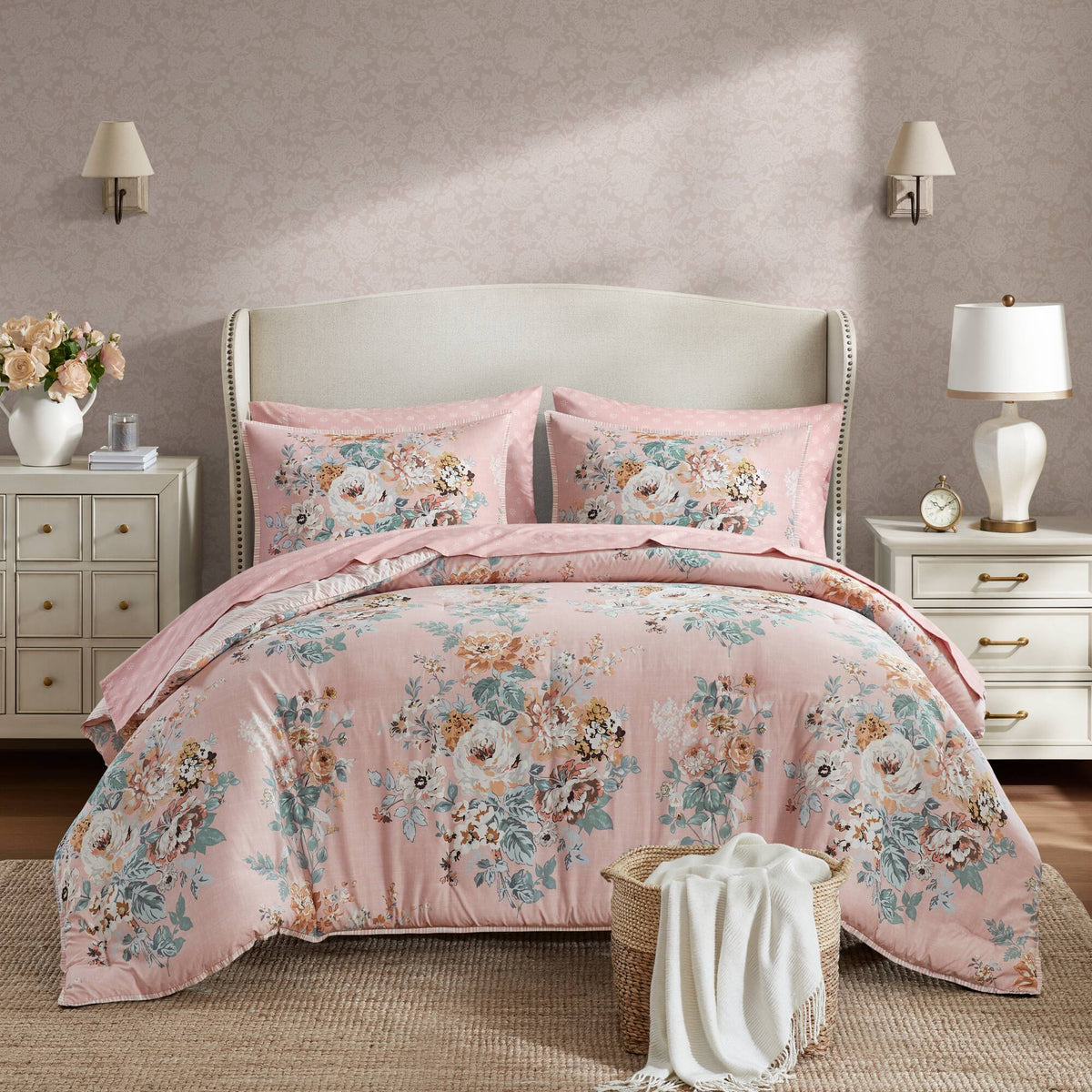 7-Piece Queen Floral Print Bedding Collection