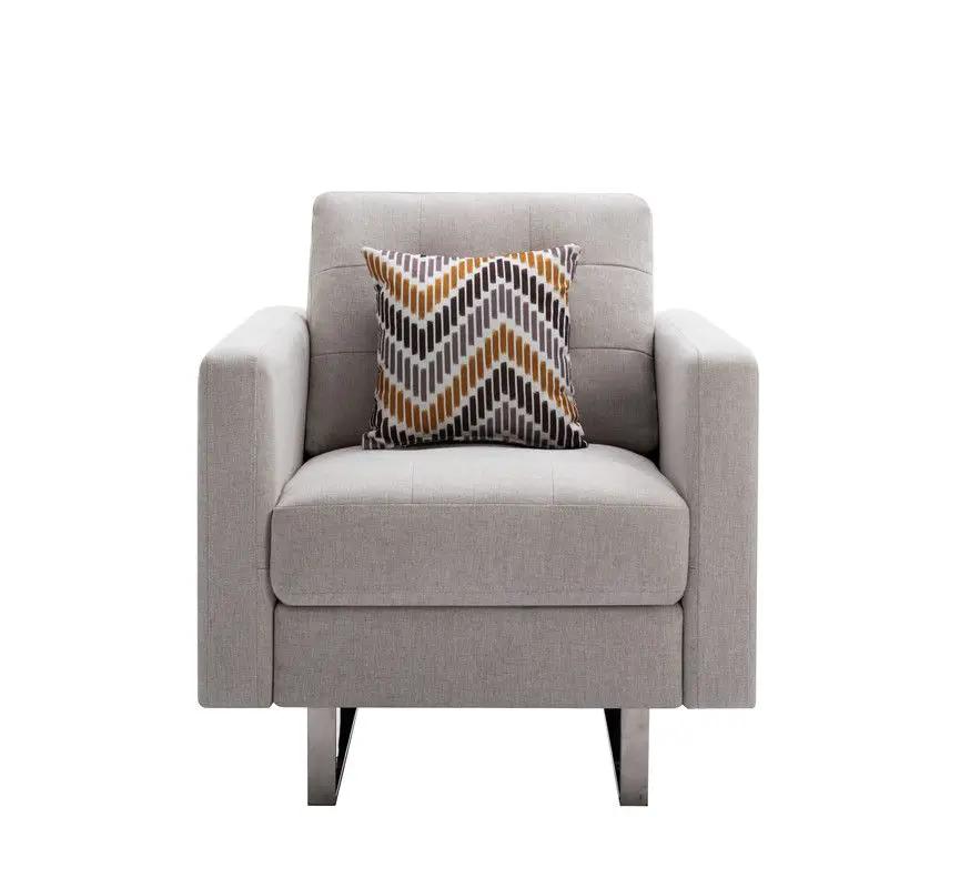 Victoria - Fabric Armchair With Metal Legs, Side Pockets, And Pillow by Unique Piece Furniture