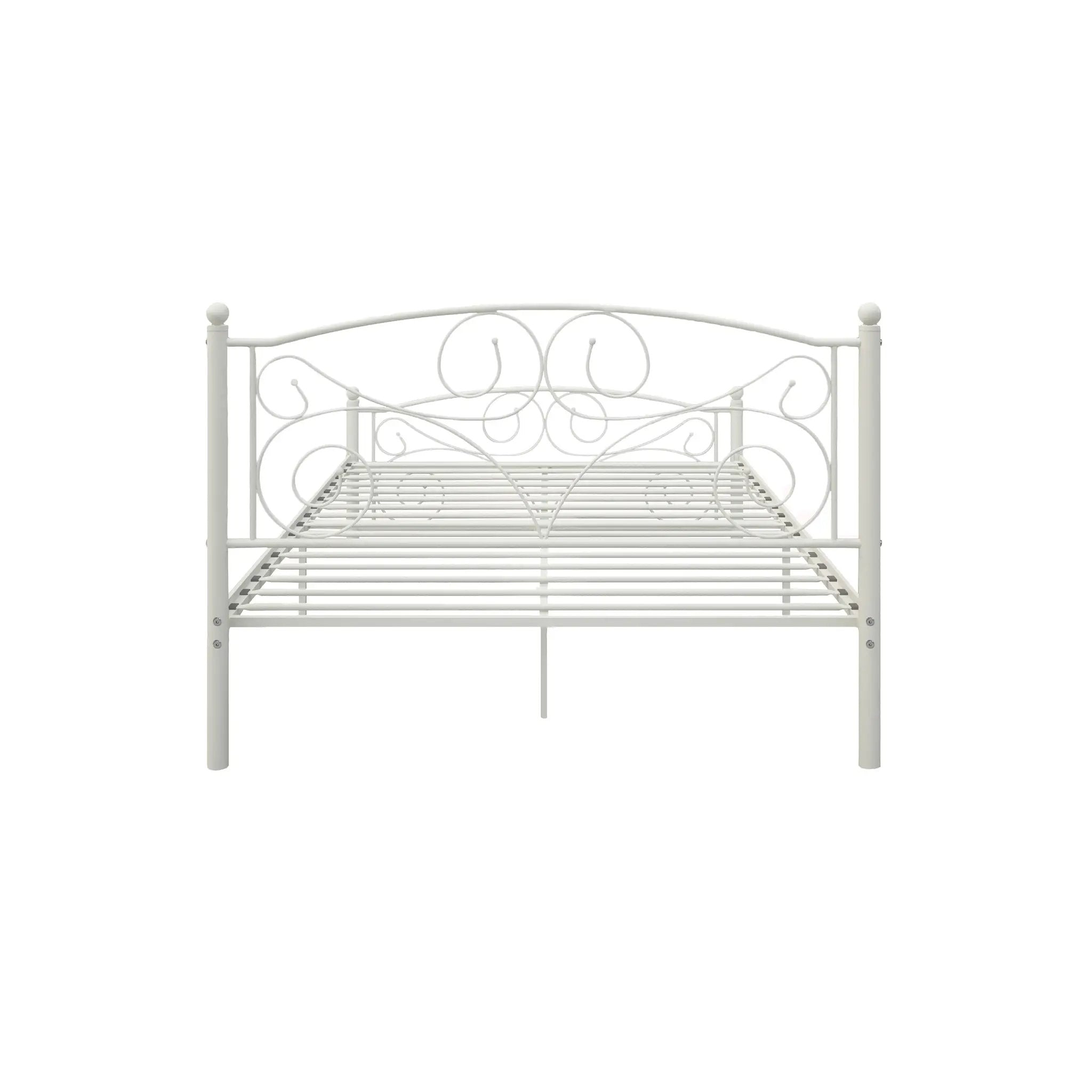 Queen Size Unique Flower Sturdy System Metal Bed Frame with Headboard and Footboard by HouseOfZazla